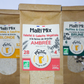 Sachet de Malti’Mix pour Falfel & Galette Végétale Maltivor entouré de sachets de malti'mix pancakes & gaufres et de paquet de malti'mix pour muffins & cookies maltivor